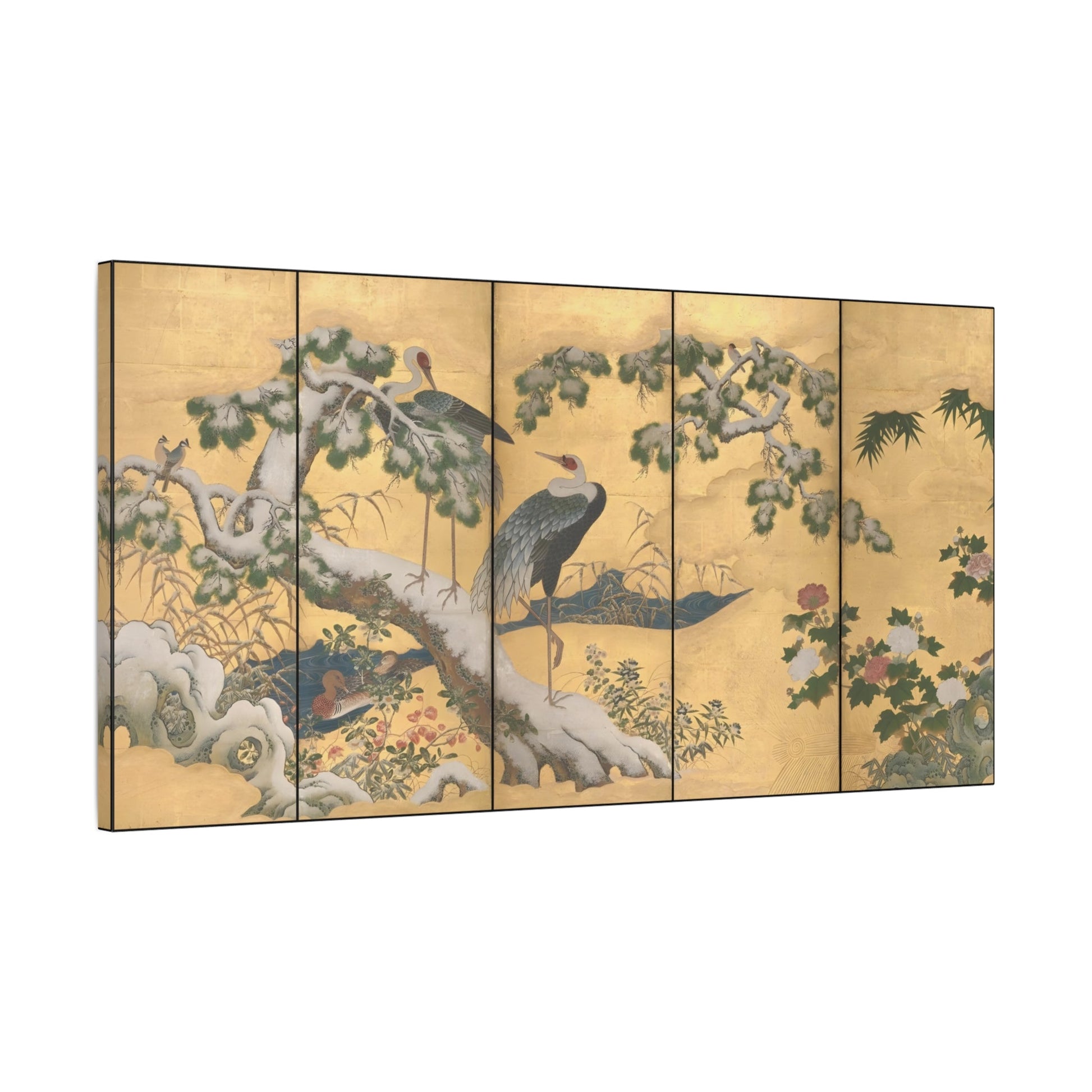 Japanese Kano Eitoku Canvas Print - Birds and Flowers Wall Art - YesArtYes