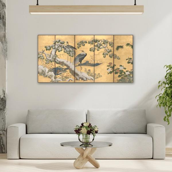 Japanese Kano Eitoku Canvas Print - Birds and Flowers Wall Art - YesArtYes