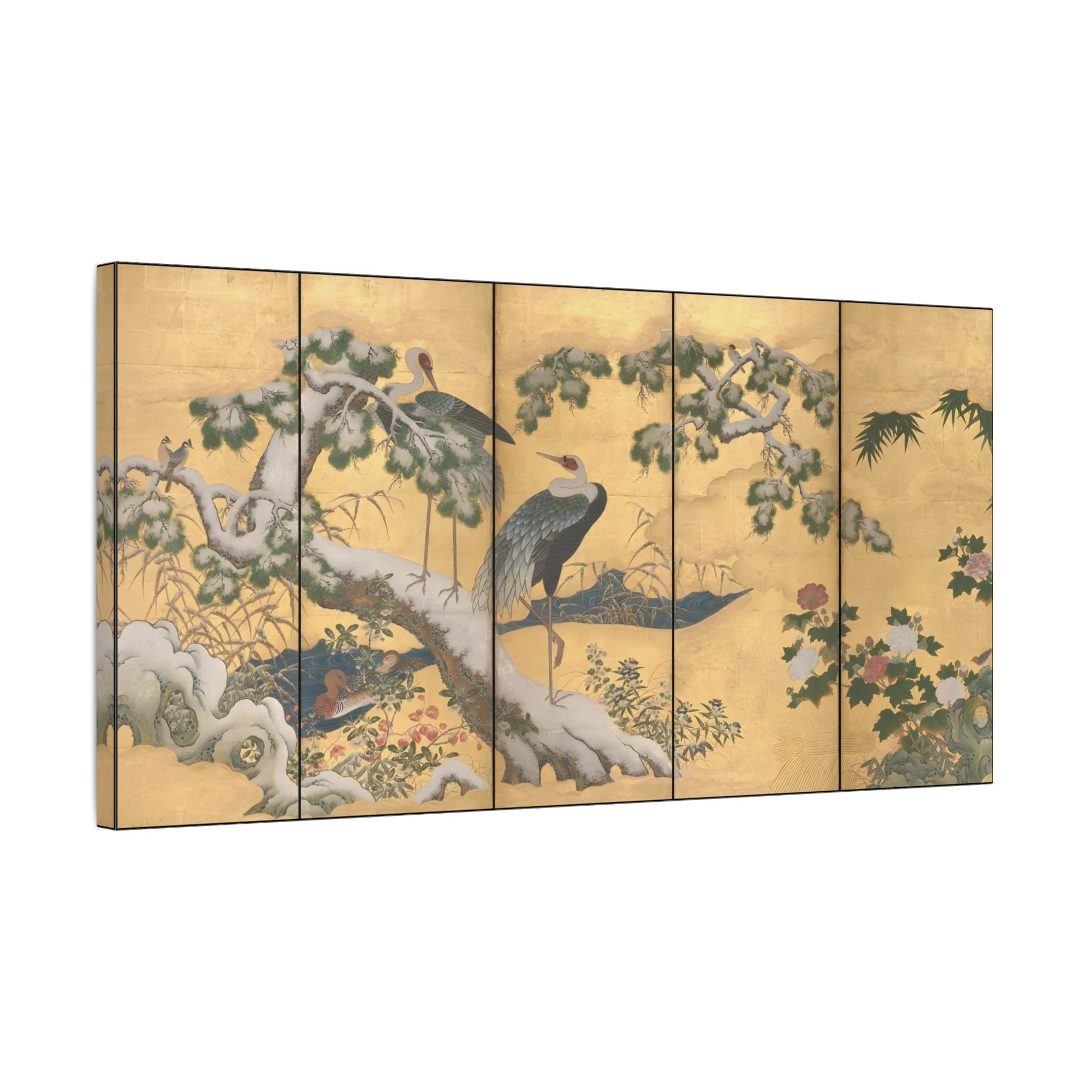 Japanese Kano Eitoku Canvas Print - Birds and Flowers Wall Art - YesArtYes