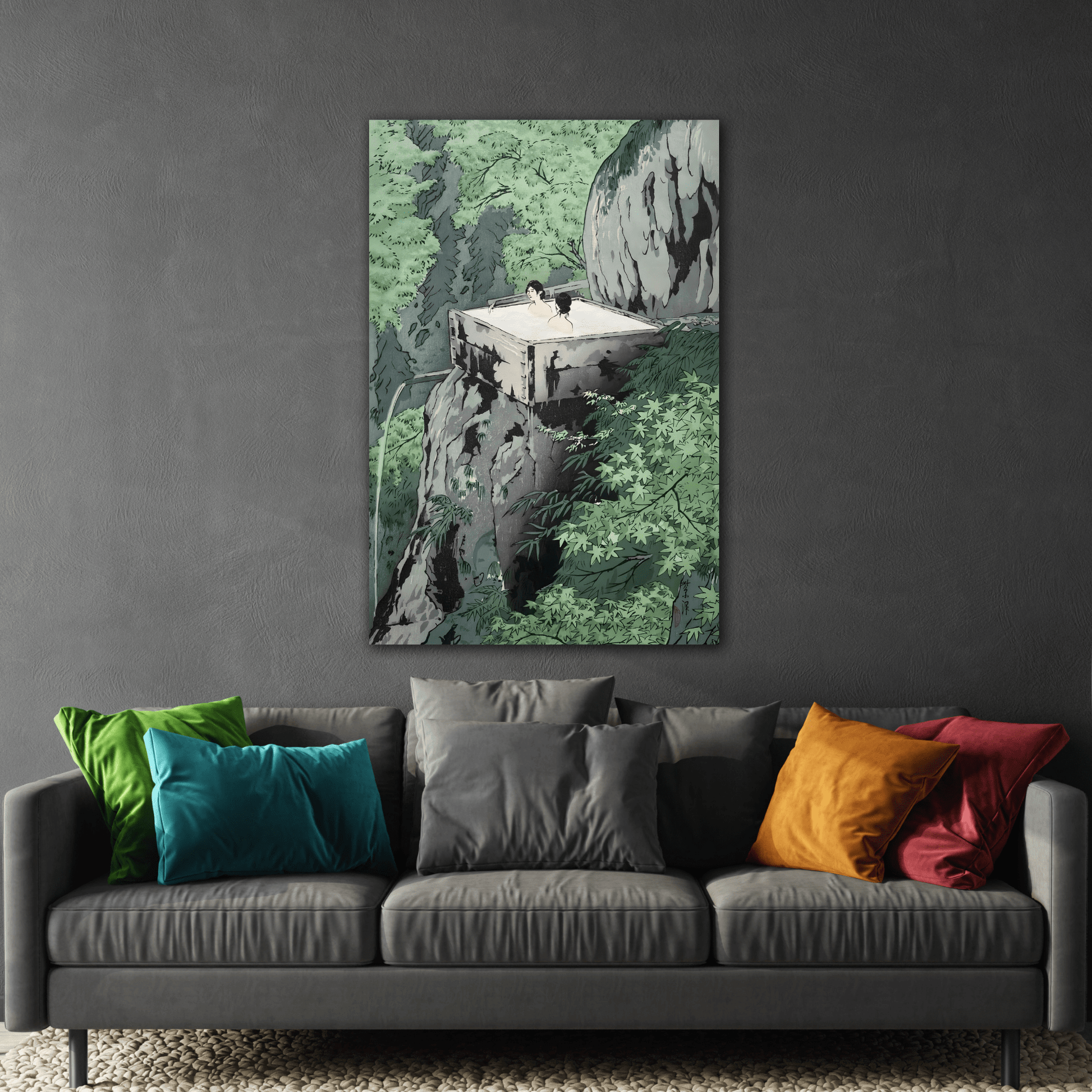 Japanese Kawase Hasui Canvas Print - Shirahone Hotspring Shinshu Wall Art - YesArtYes