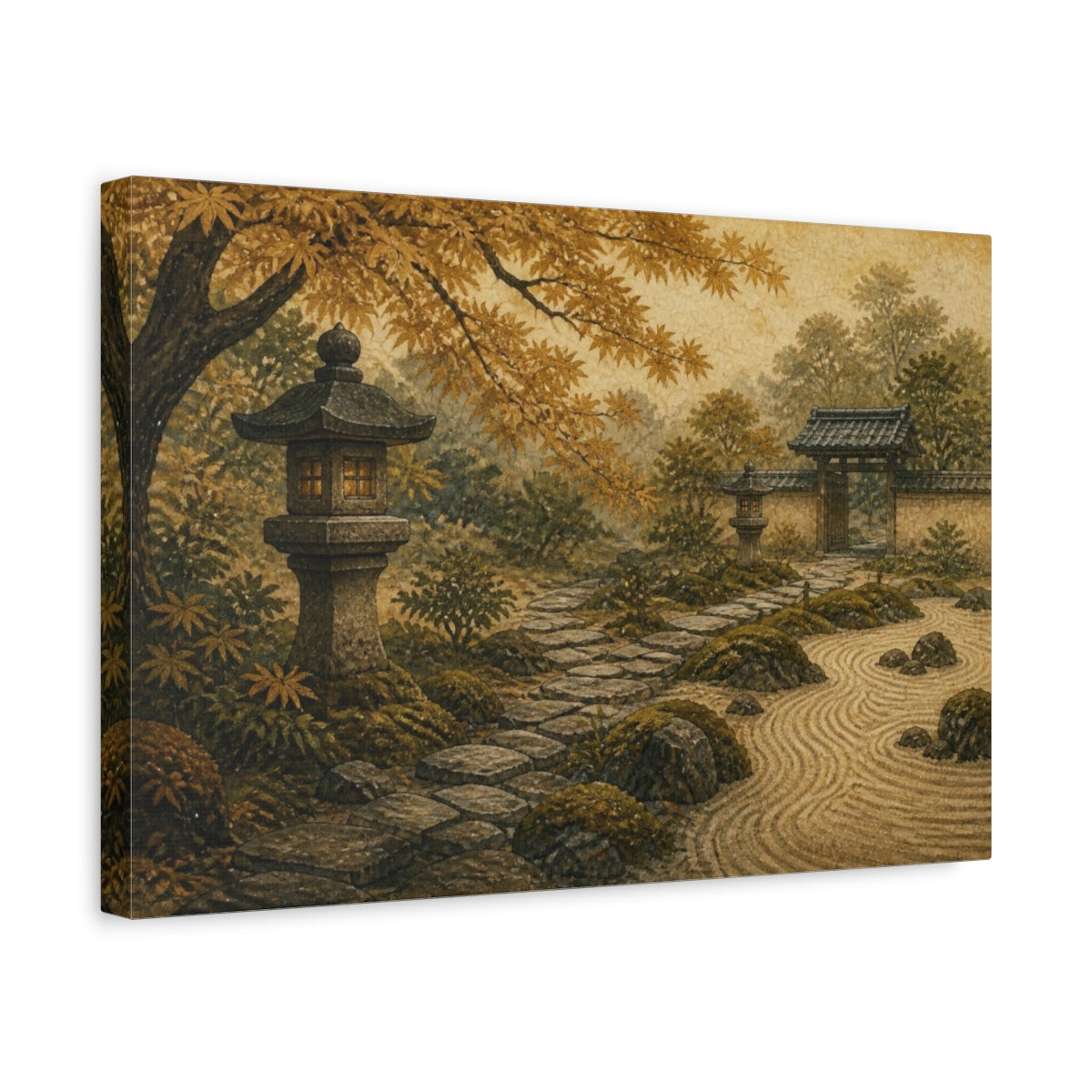 Side Mockup 4. Japanese Lantern Garden Path shown as canvas print