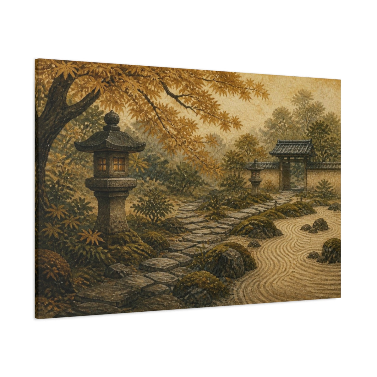 Side Mockup 1. Japanese Lantern Garden Path shown as canvas print