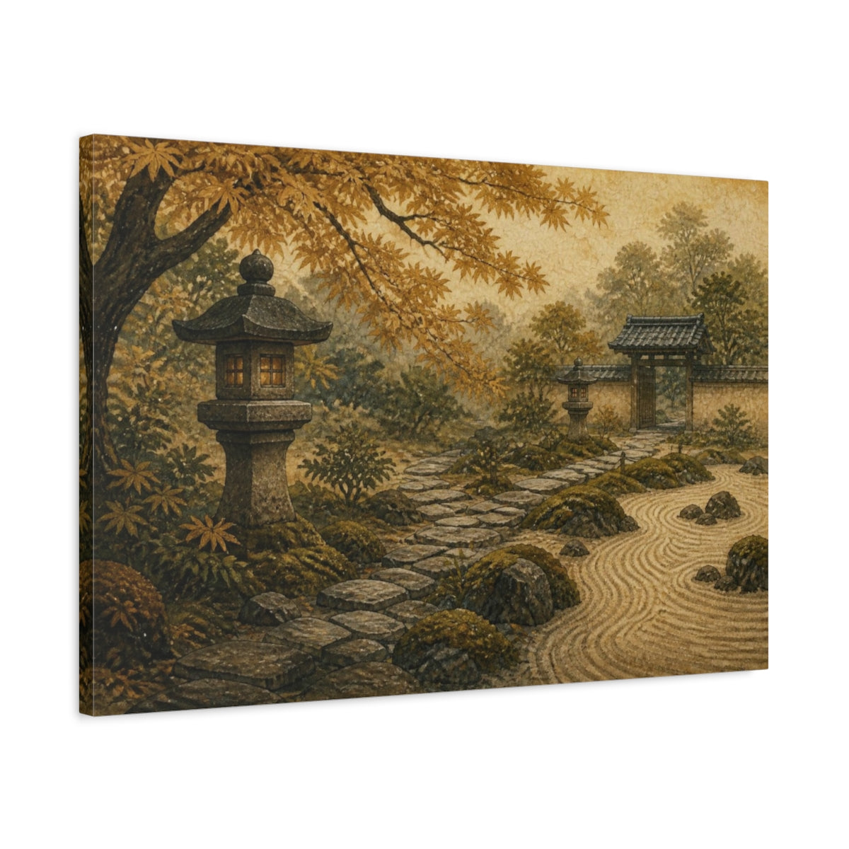 Side Mockup 2. Japanese Lantern Garden Path shown as canvas print