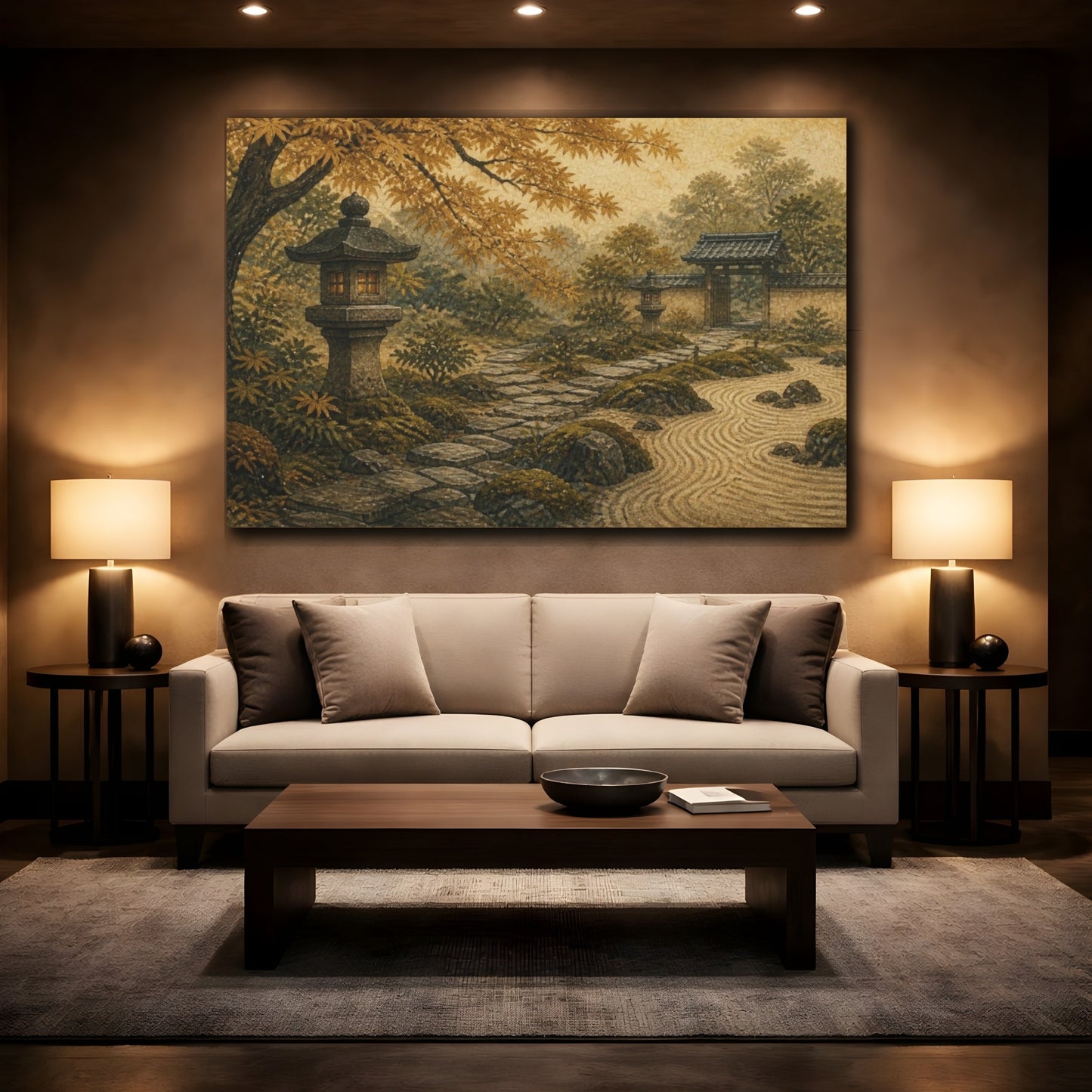 Mockup 2. Japanese Lantern Garden Path shown as canvas print