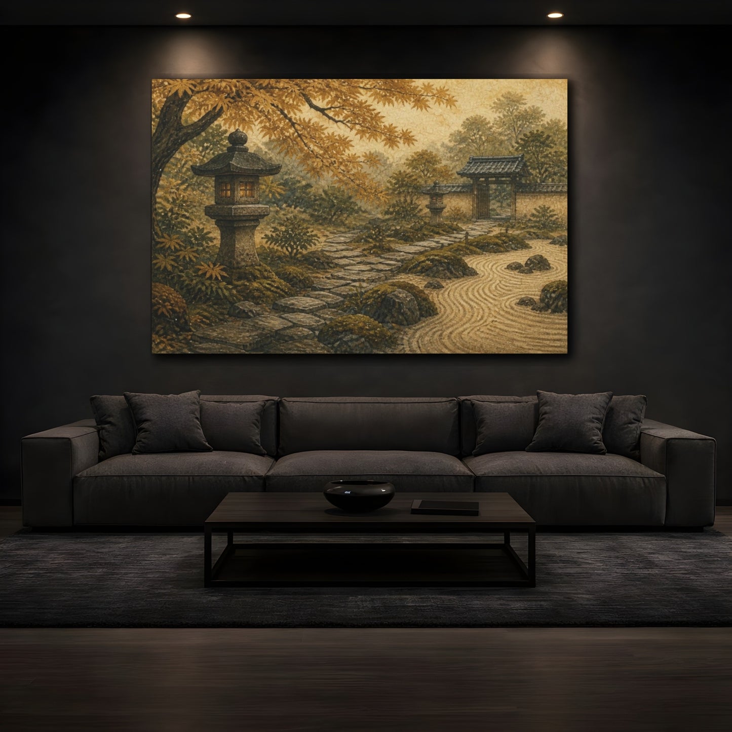 Mockup 3. Japanese Lantern Garden Path shown as canvas print