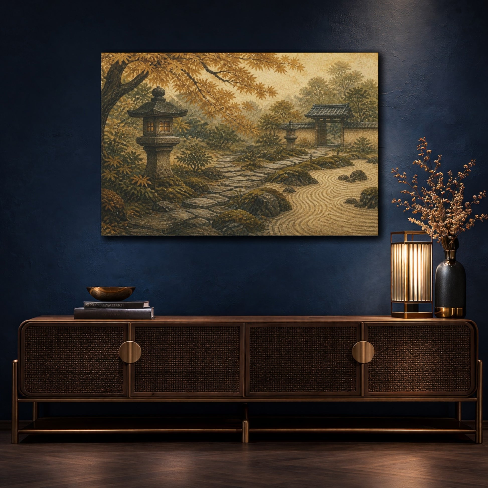 Mockup 4. Japanese Lantern Garden Path shown as canvas print
