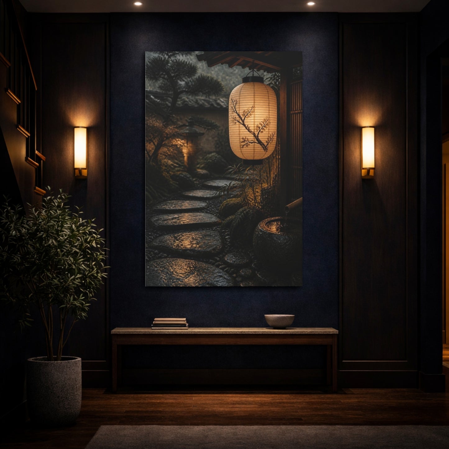 Mockup 4. Japanese Lantern Garden Path shown as canvas print