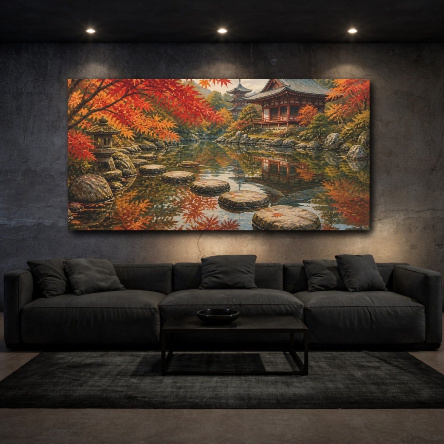 Mockup 3. Japanese Maple Pond shown as canvas print
