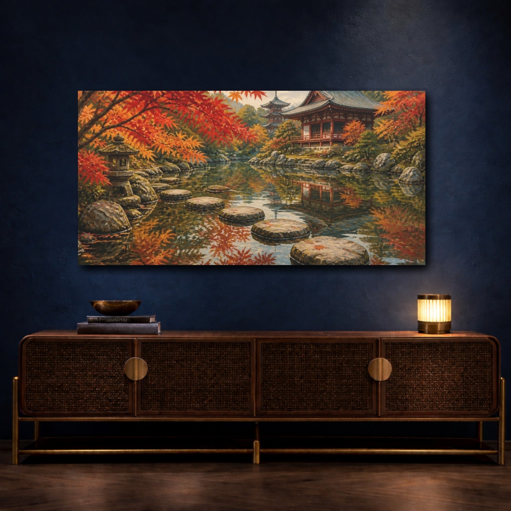 Mockup 4. Japanese Maple Pond shown as canvas print
