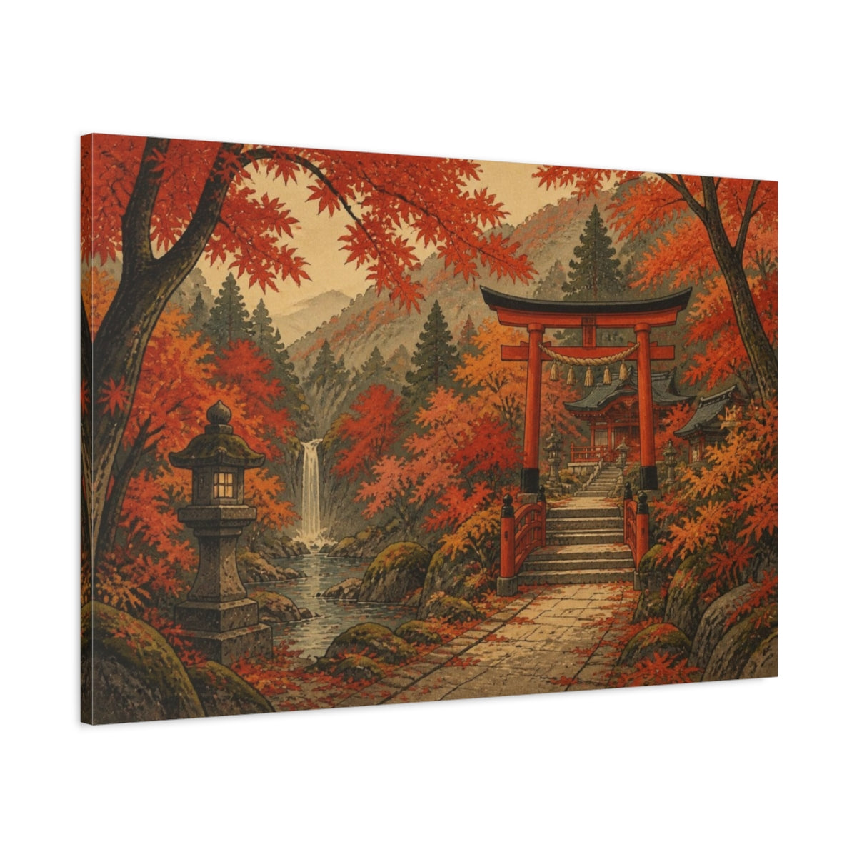 Main Mockup. Japanese Maple Shrine shown as canvas print