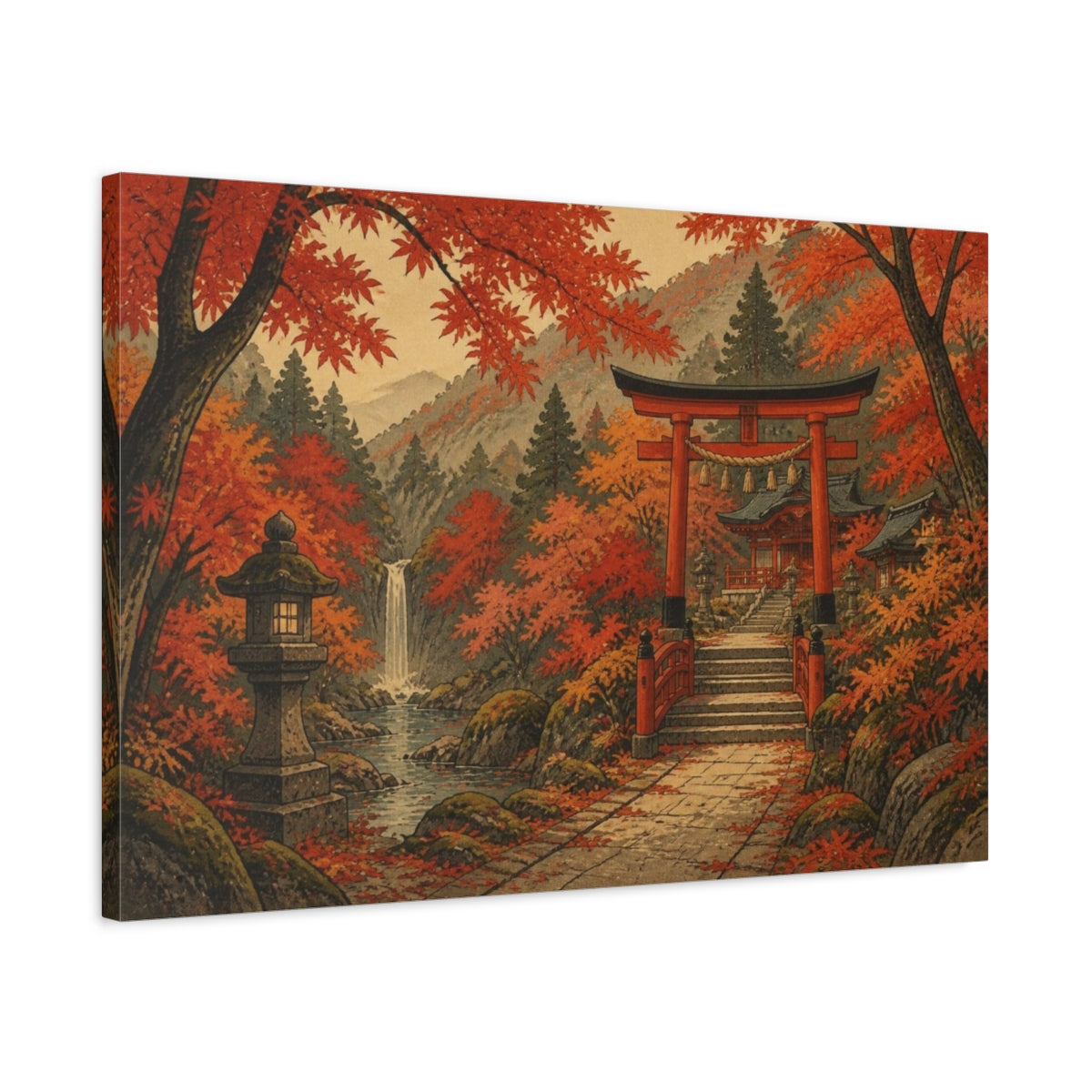 Side Mockup 2. Japanese Maple Shrine shown as canvas print