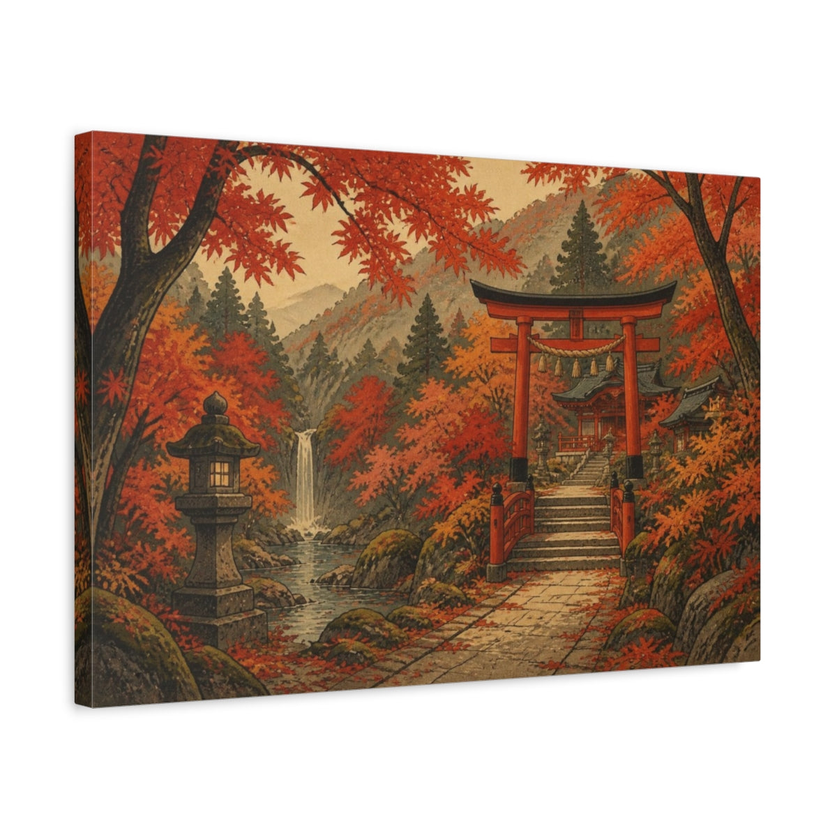 Side Mockup 3. Japanese Maple Shrine shown as canvas print