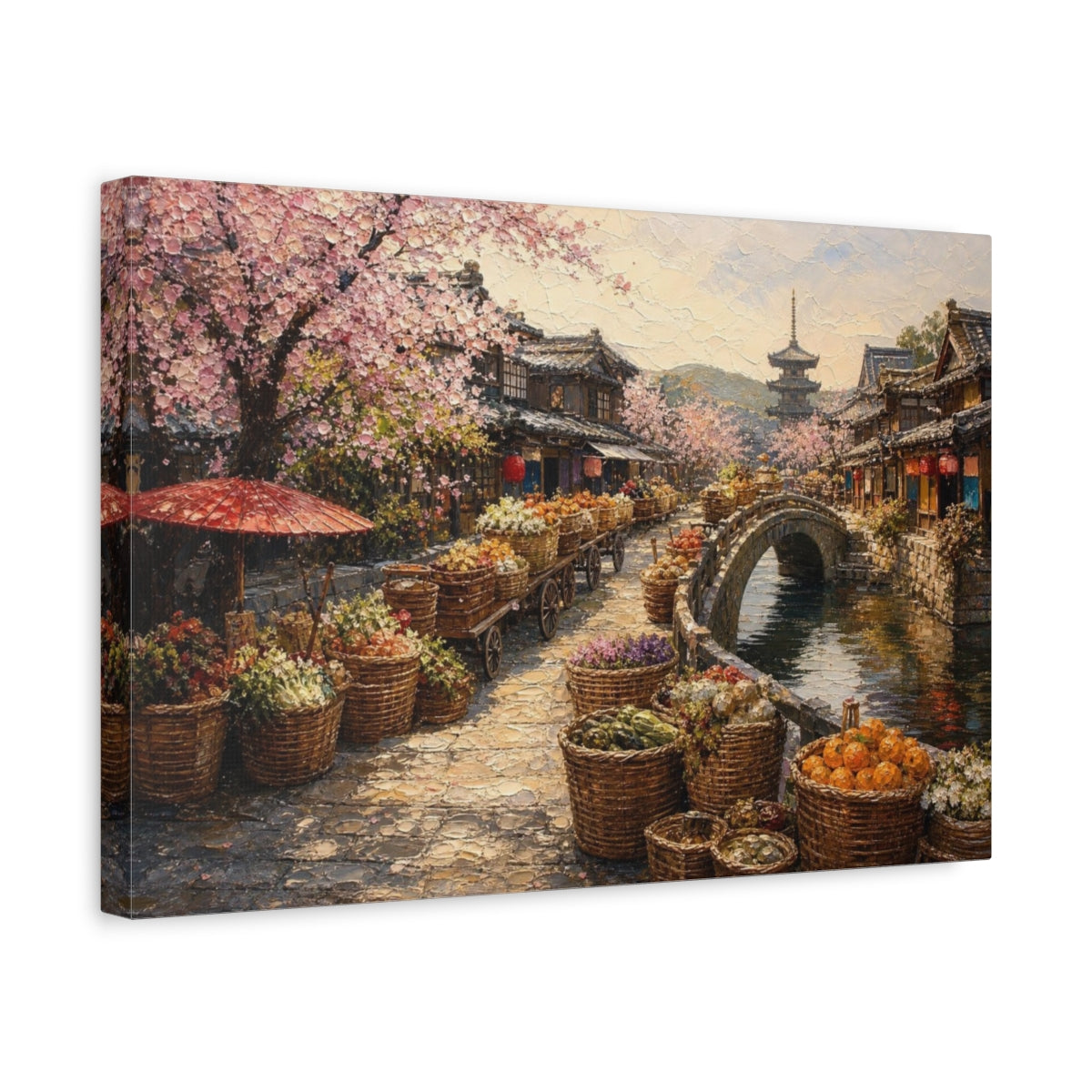 Side Mockup 4. Japanese Market Bridge shown as canvas print