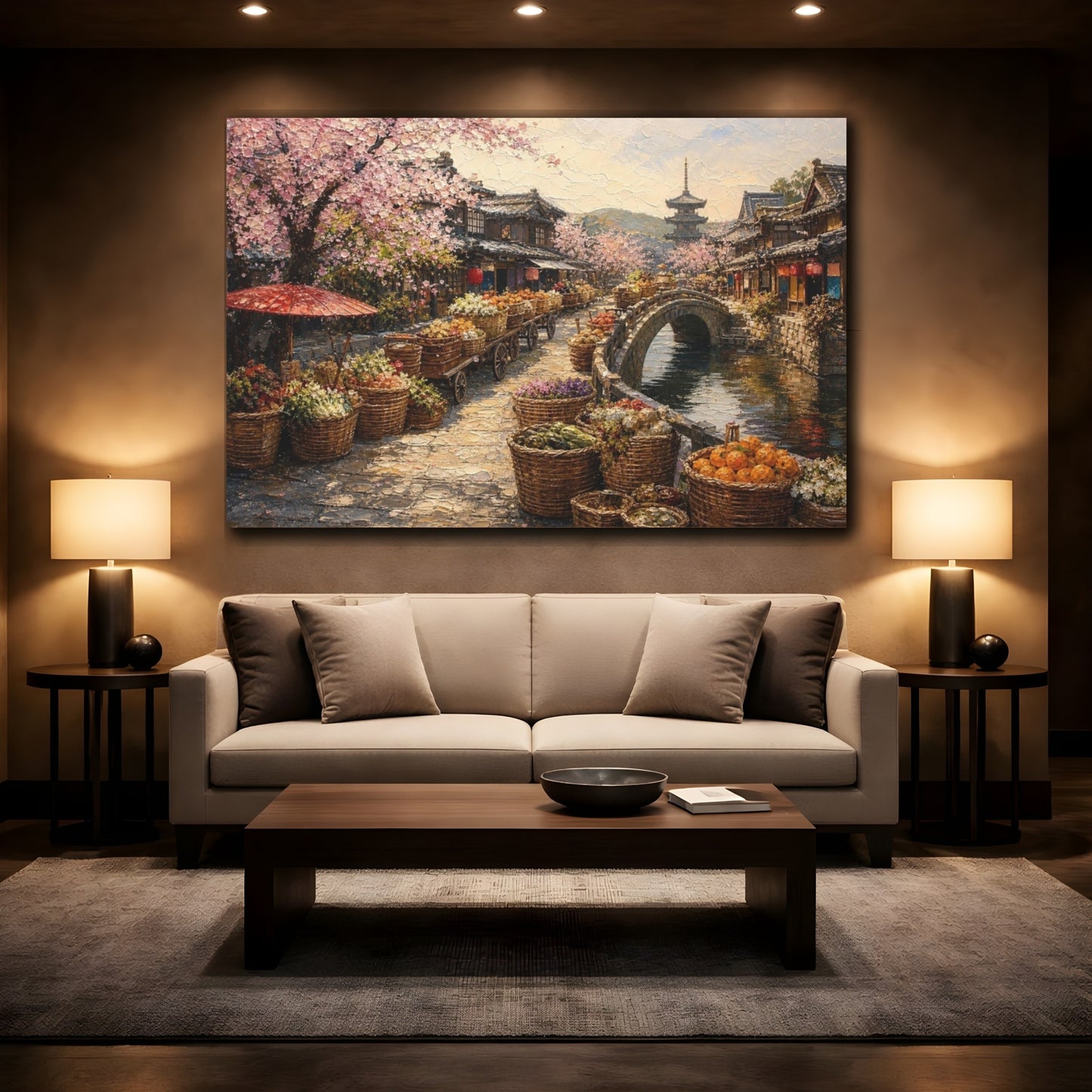 Mockup 2. Japanese Market Bridge shown as canvas print