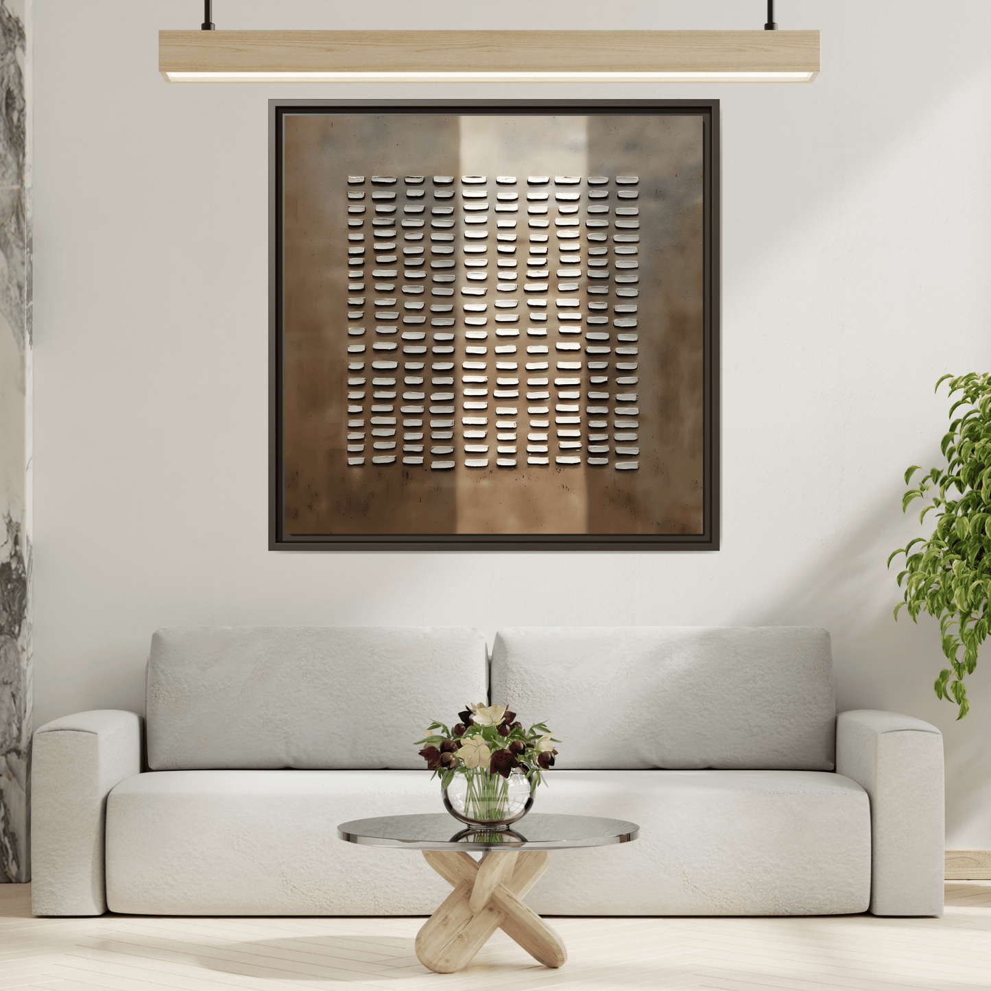 Japanese Minimalist Canvas Wall Art Print - Brown Wabi - Sabi Geometric Home Decor - YesArtYes