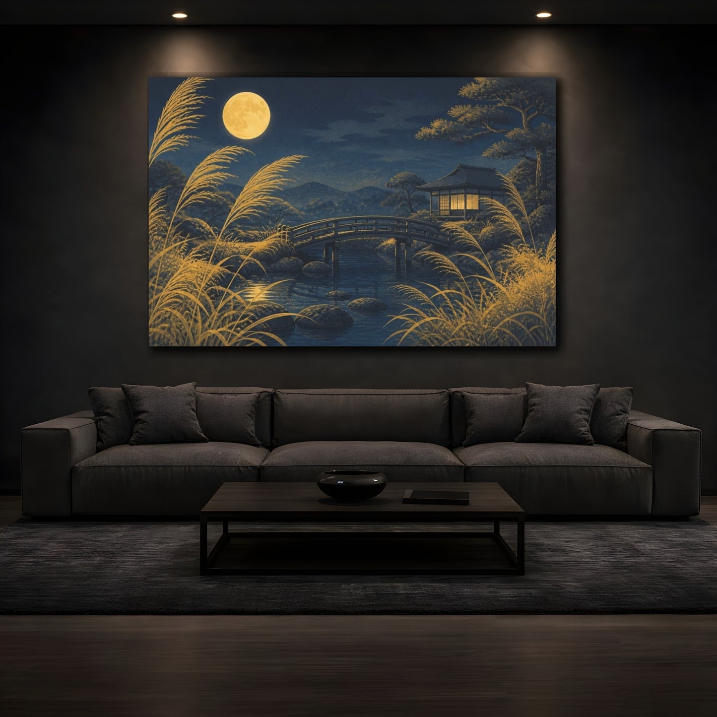 Mockup 3. Japanese Moonlit Bridge shown as canvas print