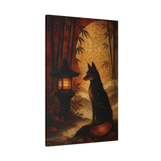 Main Mockup. Japanese Moonlit Fox shown as canvas print