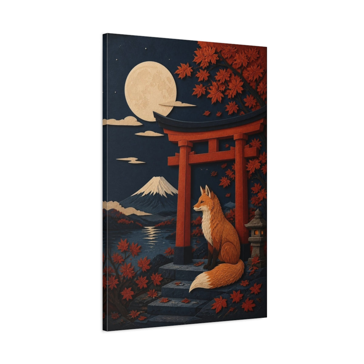 Main Mockup. Japanese Moonlit Fox shown as canvas print