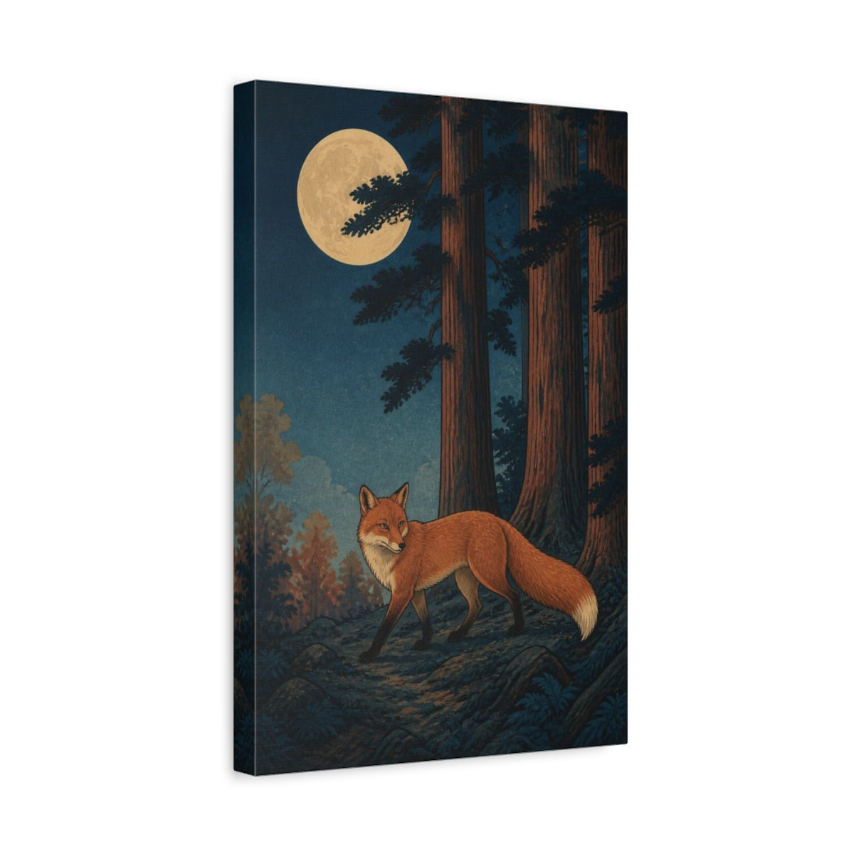 Side Mockup 4. Japanese Moonlit Fox shown as canvas print