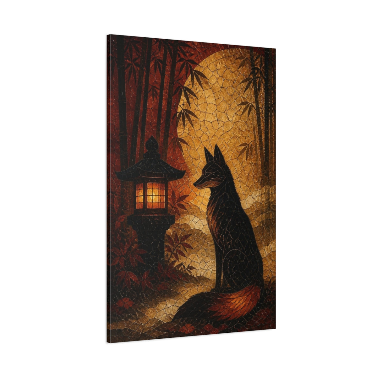 Side Mockup 1. Japanese Moonlit Fox shown as canvas print