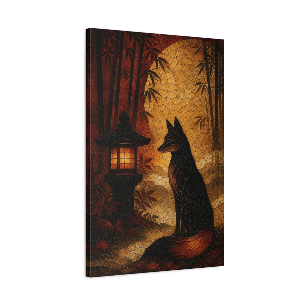 Side Mockup 2. Japanese Moonlit Fox shown as canvas print