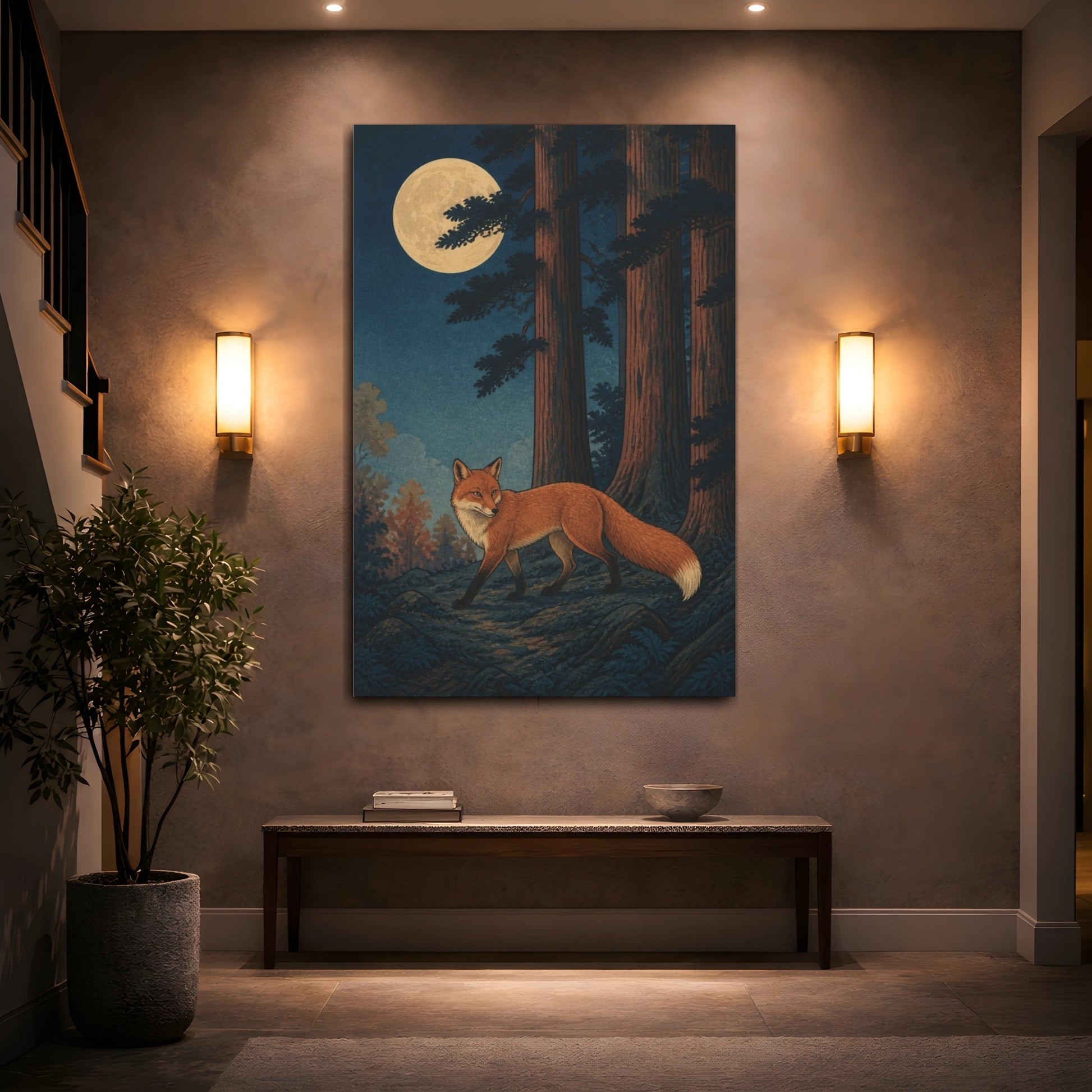 Mockup 2. Japanese Moonlit Fox shown as canvas print