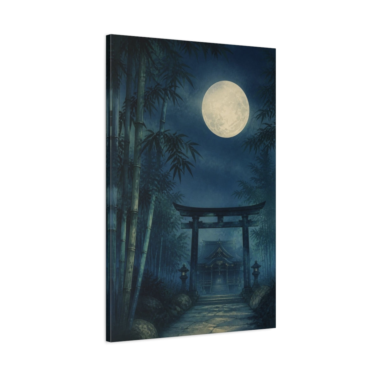 Main Mockup. Japanese Moonlit Torii Gate shown as canvas print
