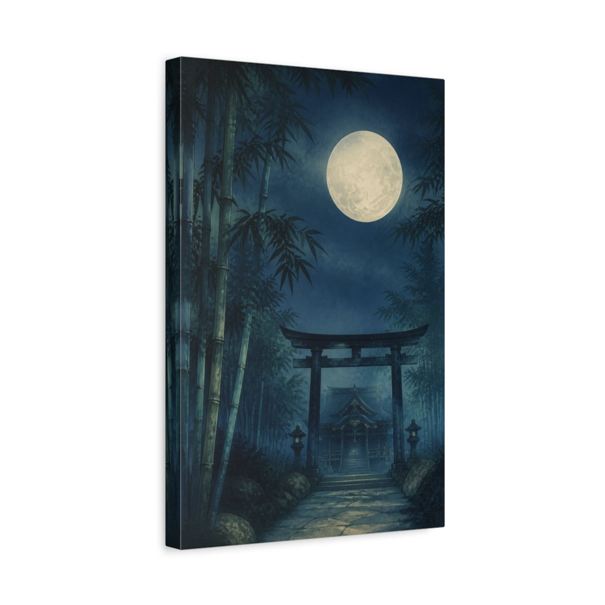 Side Mockup 4. Japanese Moonlit Torii Gate shown as canvas print