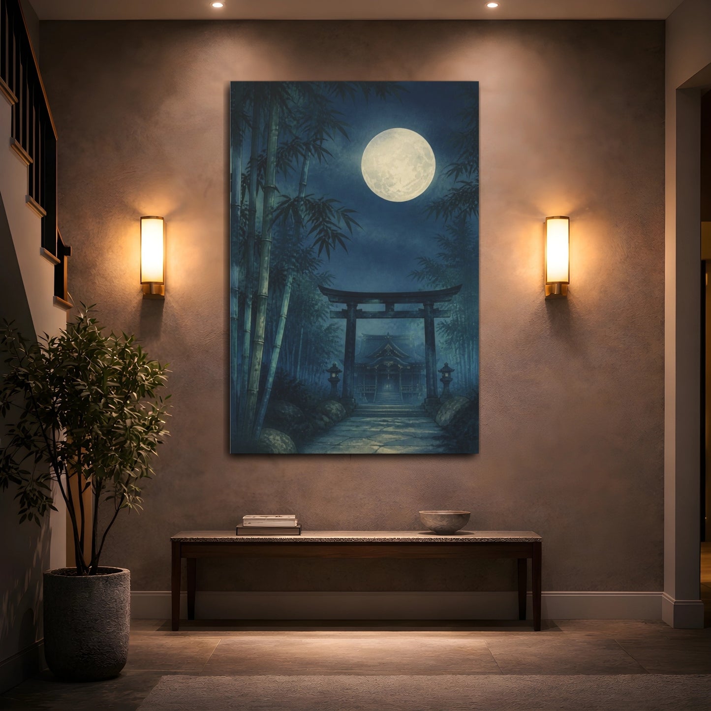 Mockup 2. Japanese Moonlit Torii Gate shown as canvas print