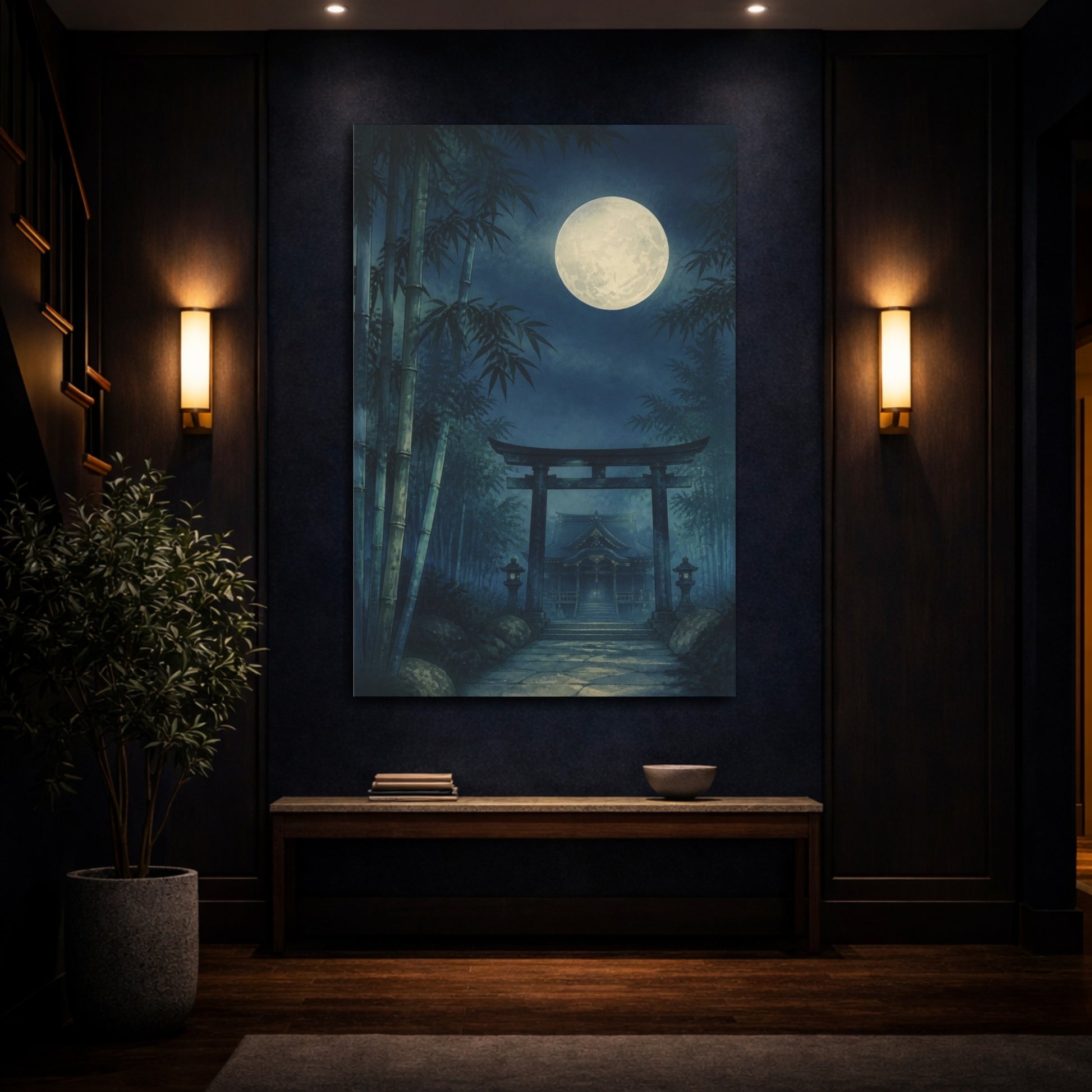 Mockup 4. Japanese Moonlit Torii Gate shown as canvas print