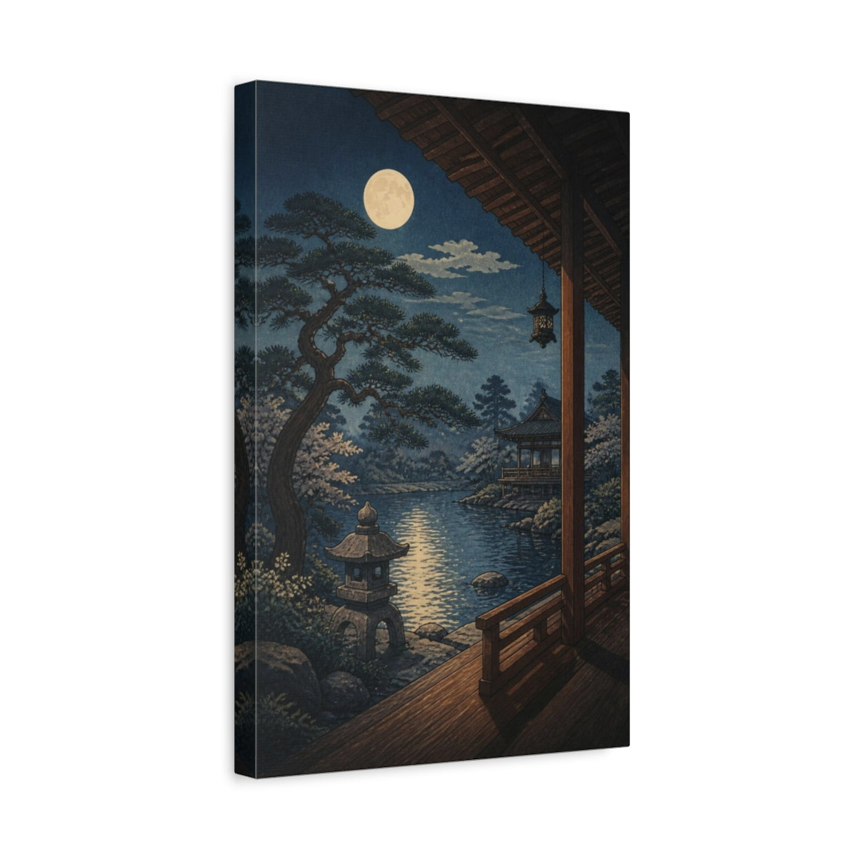 Side Mockup 4. Japanese Moonlit Veranda shown as canvas print