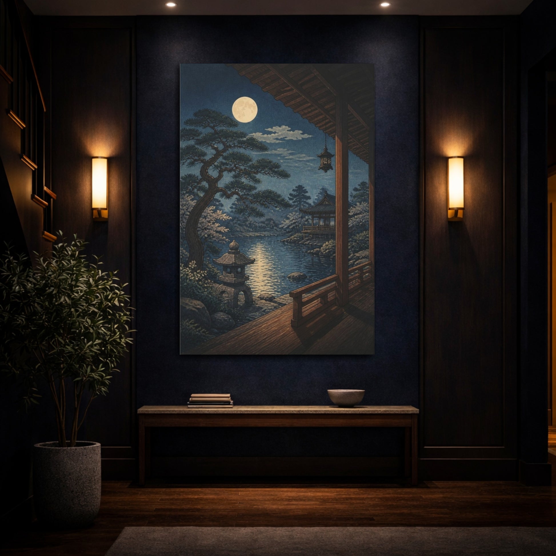 Mockup 4. Japanese Moonlit Veranda shown as canvas print