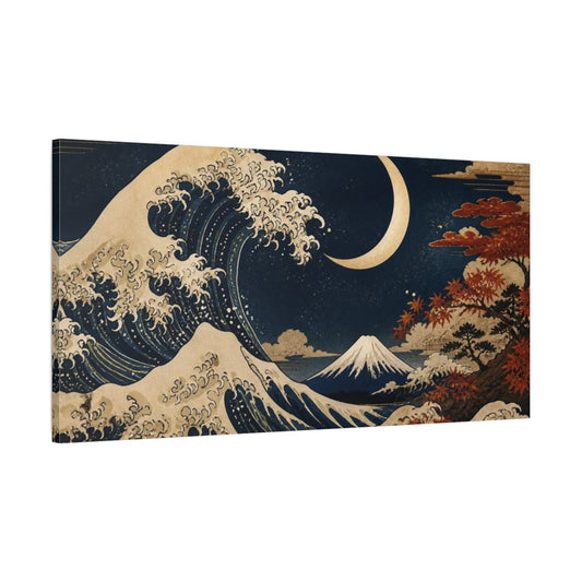 Main Mockup. Japanese Moonlit Wave shown as canvas print