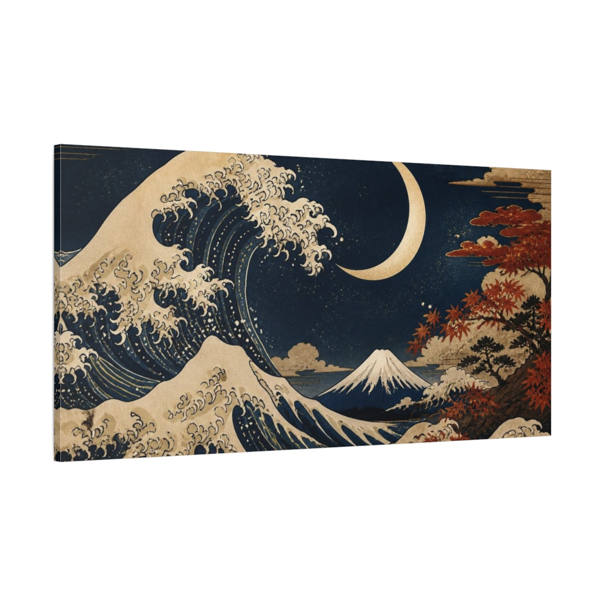 Side Mockup 2. Japanese Moonlit Wave shown as canvas print