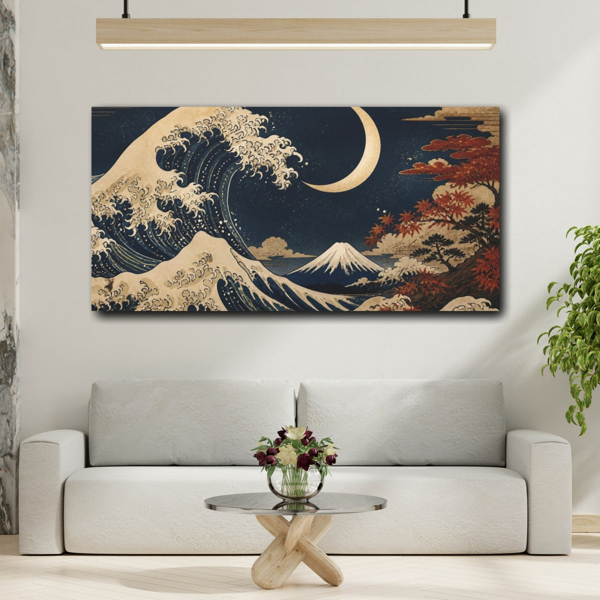 Mockup 2. Japanese Moonlit Wave shown as canvas print