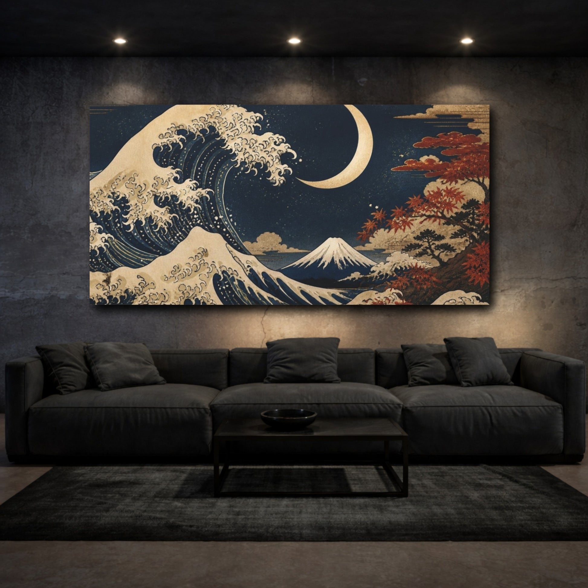 Mockup 3. Japanese Moonlit Wave shown as canvas print