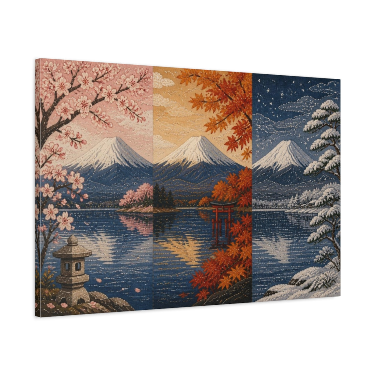 Main Mockup. Japanese Mount Fuji Seasons shown as canvas print