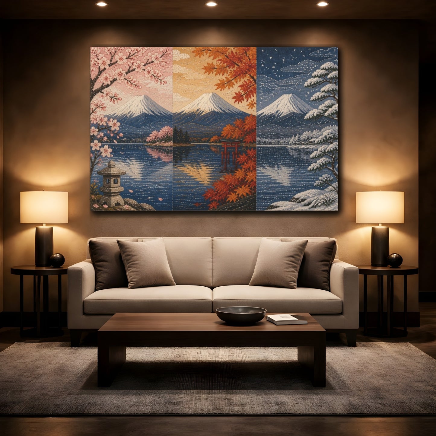 Mockup 2. Japanese Mount Fuji Seasons shown as canvas print