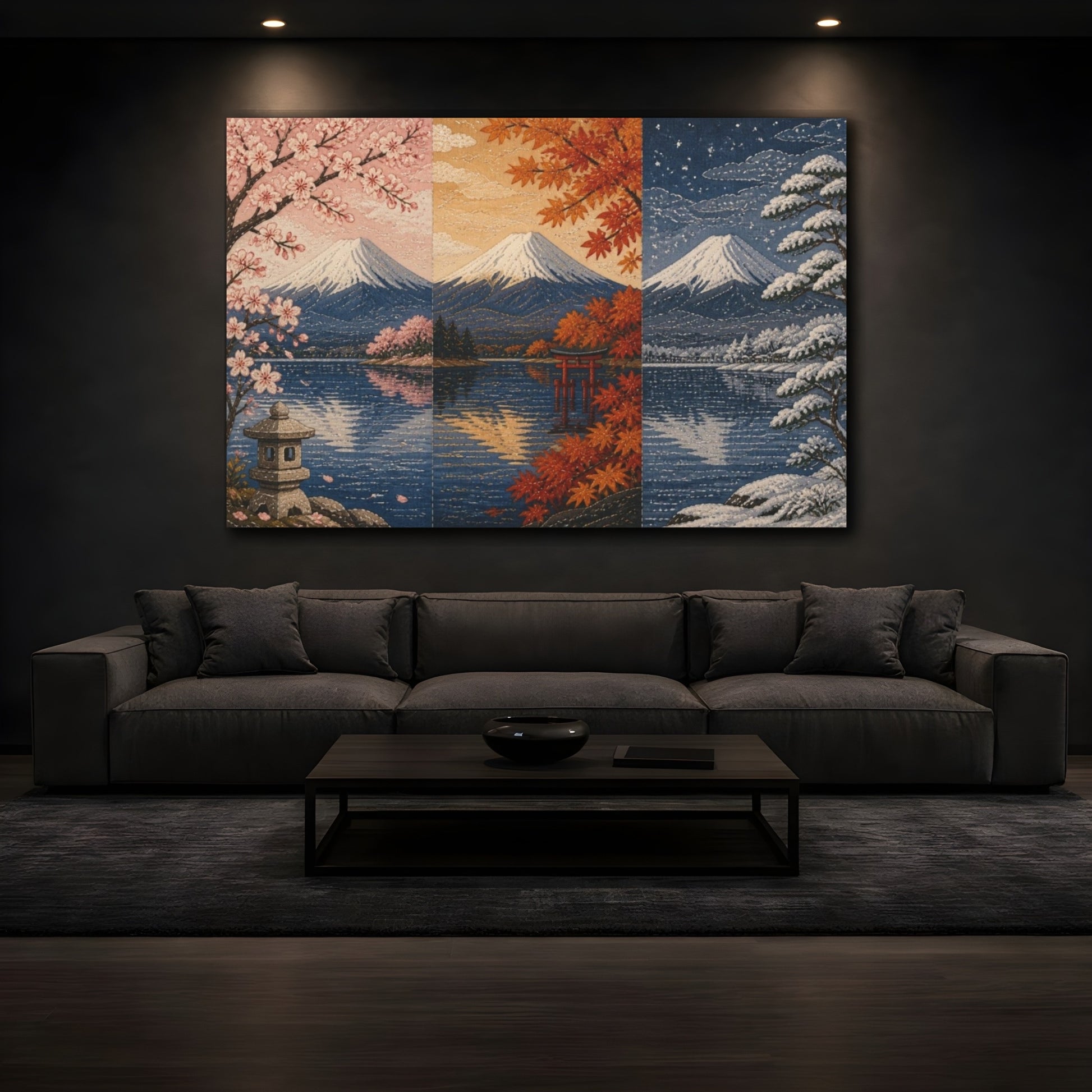 Mockup 3. Japanese Mount Fuji Seasons shown as canvas print