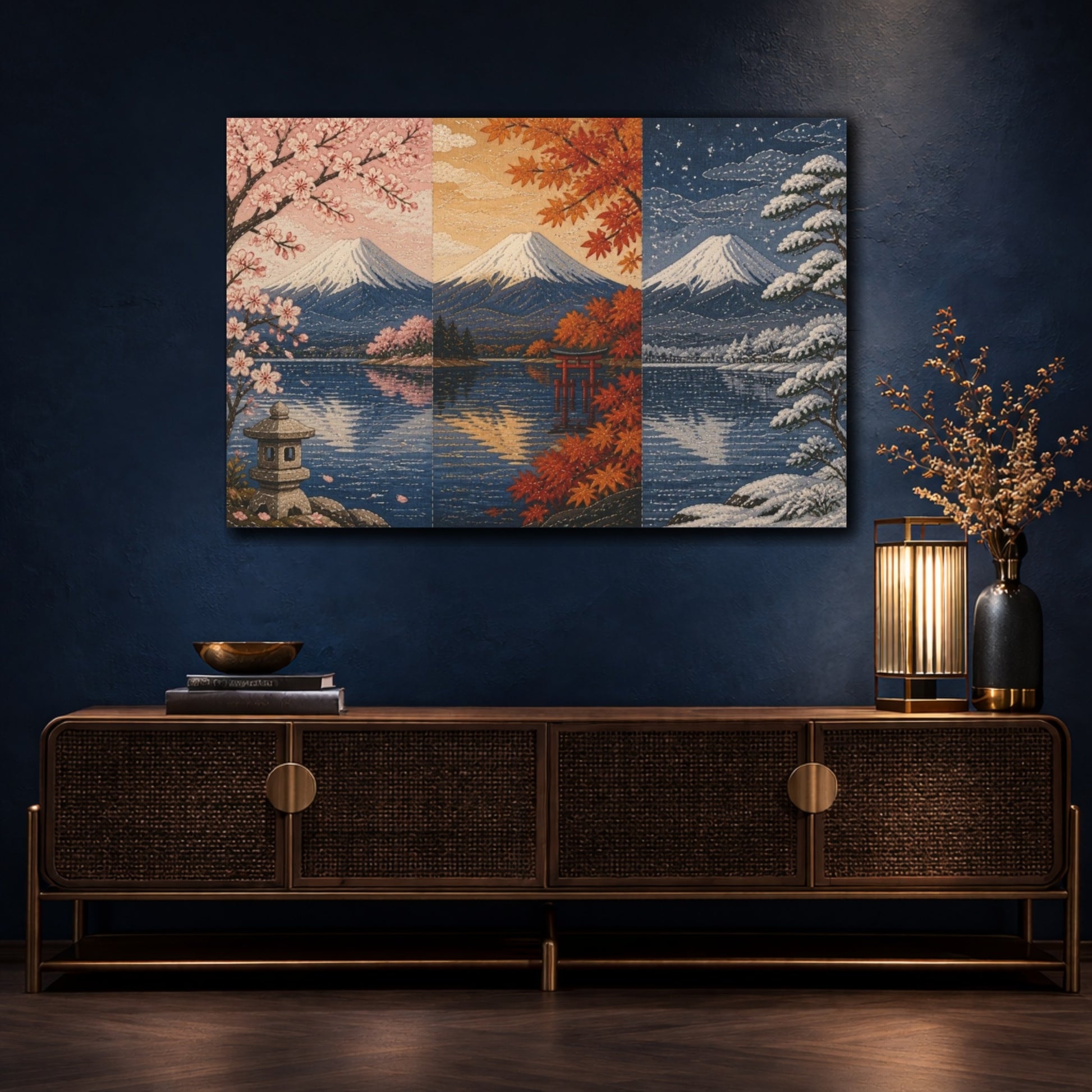 Mockup 4. Japanese Mount Fuji Seasons shown as canvas print