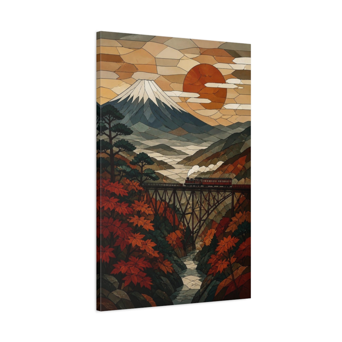 Main Mockup. Japanese Mount Fuji Sunset shown as canvas print