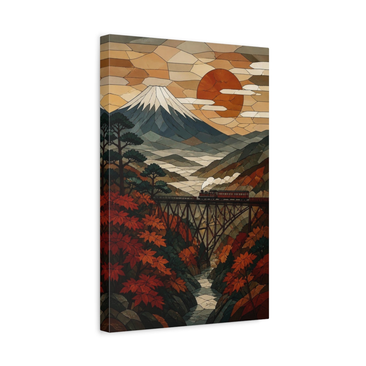 Side Mockup 4. Japanese Mount Fuji Sunset shown as canvas print