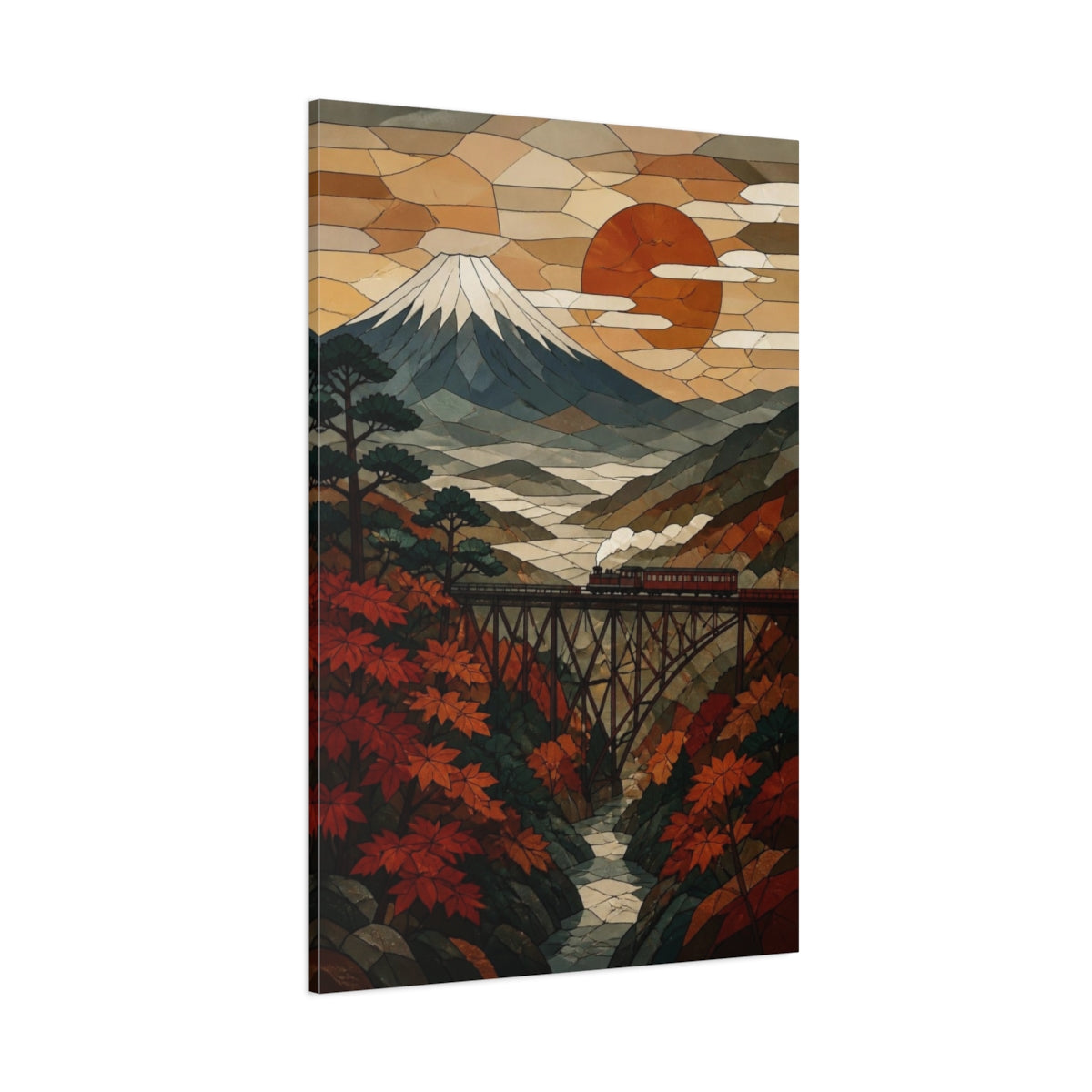 Side Mockup 1. Japanese Mount Fuji Sunset shown as canvas print