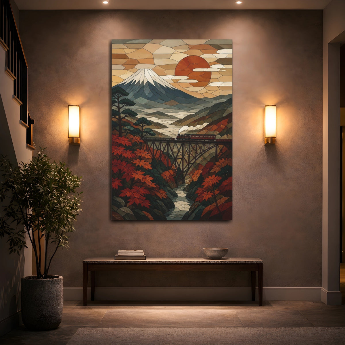 Mockup 2. Japanese Mount Fuji Sunset shown as canvas print