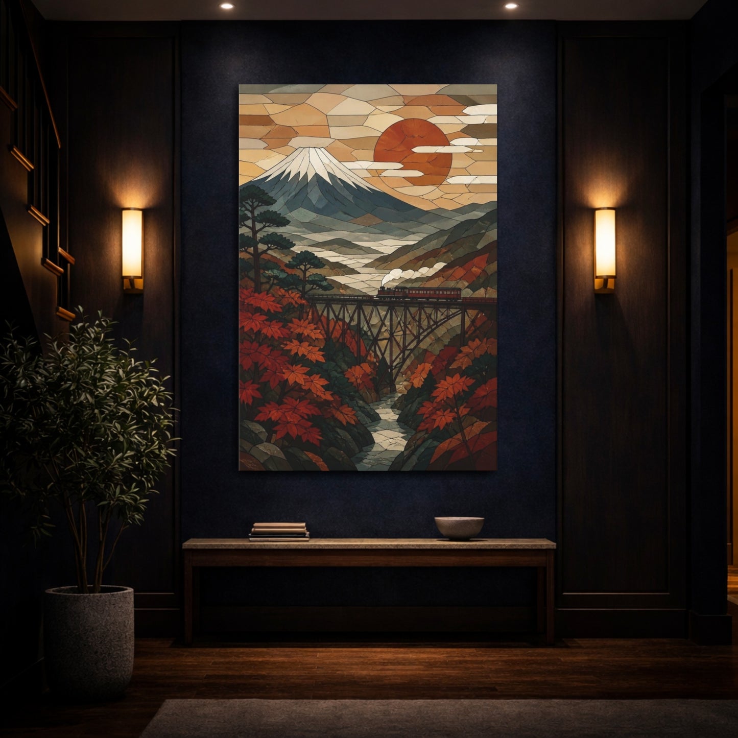 Mockup 4. Japanese Mount Fuji Sunset shown as canvas print