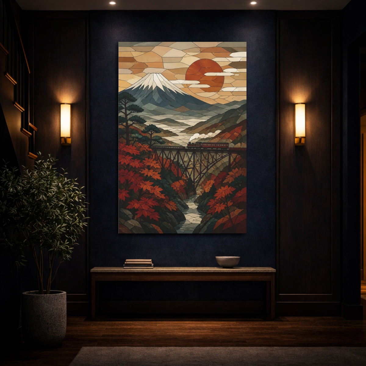 Mockup 4. Japanese Mount Fuji Sunset shown as canvas print