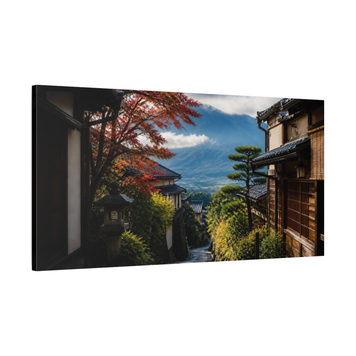 Main Mockup. Japanese Mountain Alleyway shown as canvas print