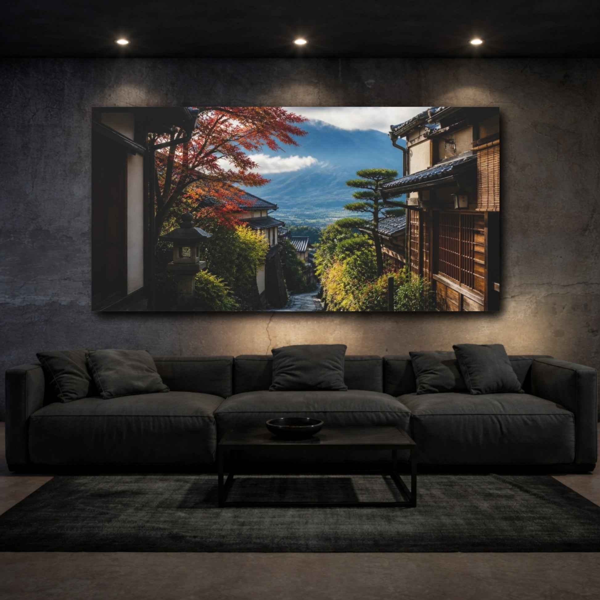 Mockup 3. Japanese Mountain Alleyway shown as canvas print