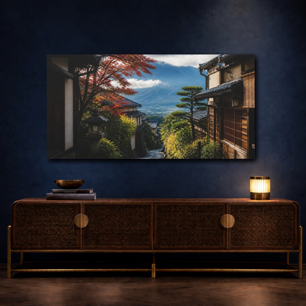 Mockup 4. Japanese Mountain Alleyway shown as canvas print