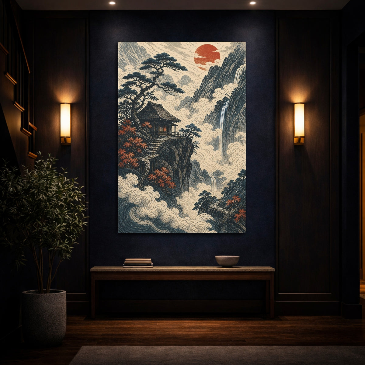 Mockup 4. Japanese Mountain Hermit Hut shown as canvas print